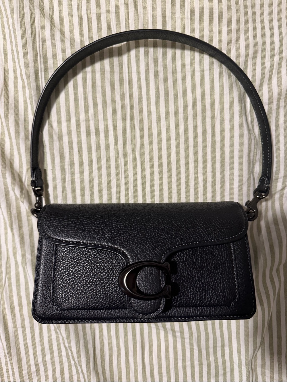 Coach Black Leather Shoulder Bag with Signature 'C'